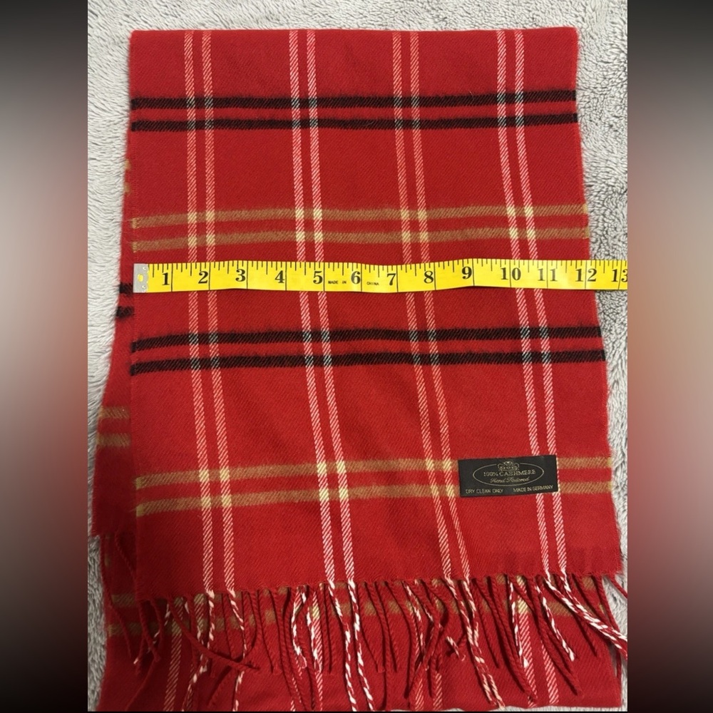 100% Cashmere Plaid Fringe Scarf Made in Germany - Classic Tartan - Picture 2 of 4